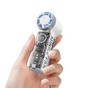 New-Portable Handheld Mini Fan, 5 Speeds, with LED Display, Flashlight,