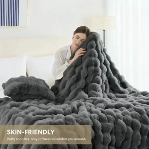 Soft Cozy Faux Fur Rabbit Blanket,