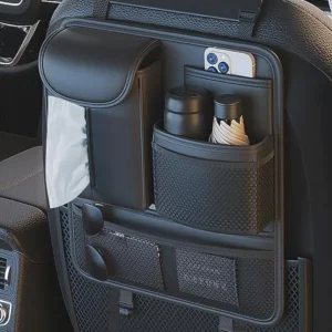 Backseat Car Organizer, 5 Storage Seat Organizer, Foldable Food Tray