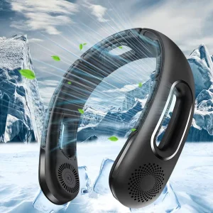 Portable Neck Fan, USB Rechargeable 360° Cooling Hands Free Bladeless, 4 Speeds