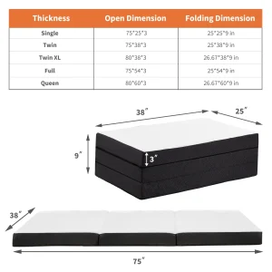 JHK Three Fold Portable Floor Bed,Certified