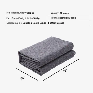 SucceBuy 12/24Packs Moving Blanket Recycled Cotton Heavy Duty