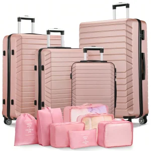 4-Piece Hardside Luggage Set (20/24/28/32 Inch) With 7 Packing Bags ,Luggage Set