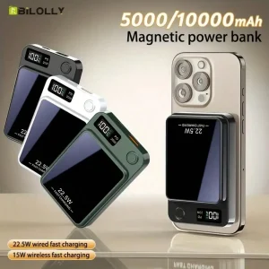 Portable Magnetic Charger 10000mAh, Wireless Power Bank With LED Display